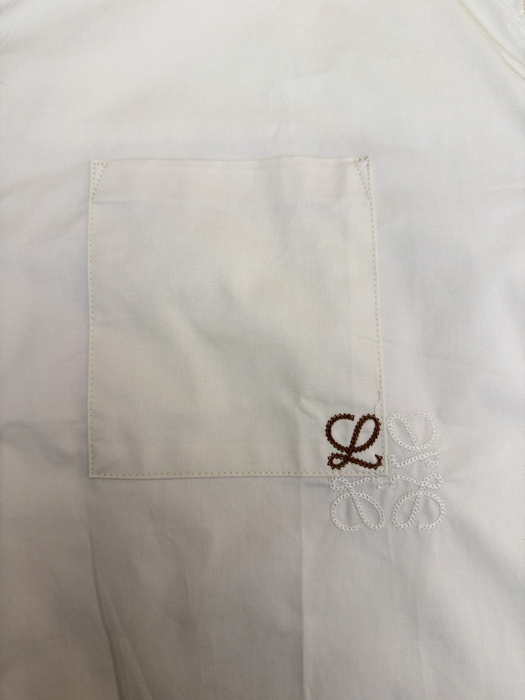 LOEWE 罗意威 双色刺绣贴袋衬衫 外套 长袖 米色 棕色 B0 H526Y05XAN-2370
