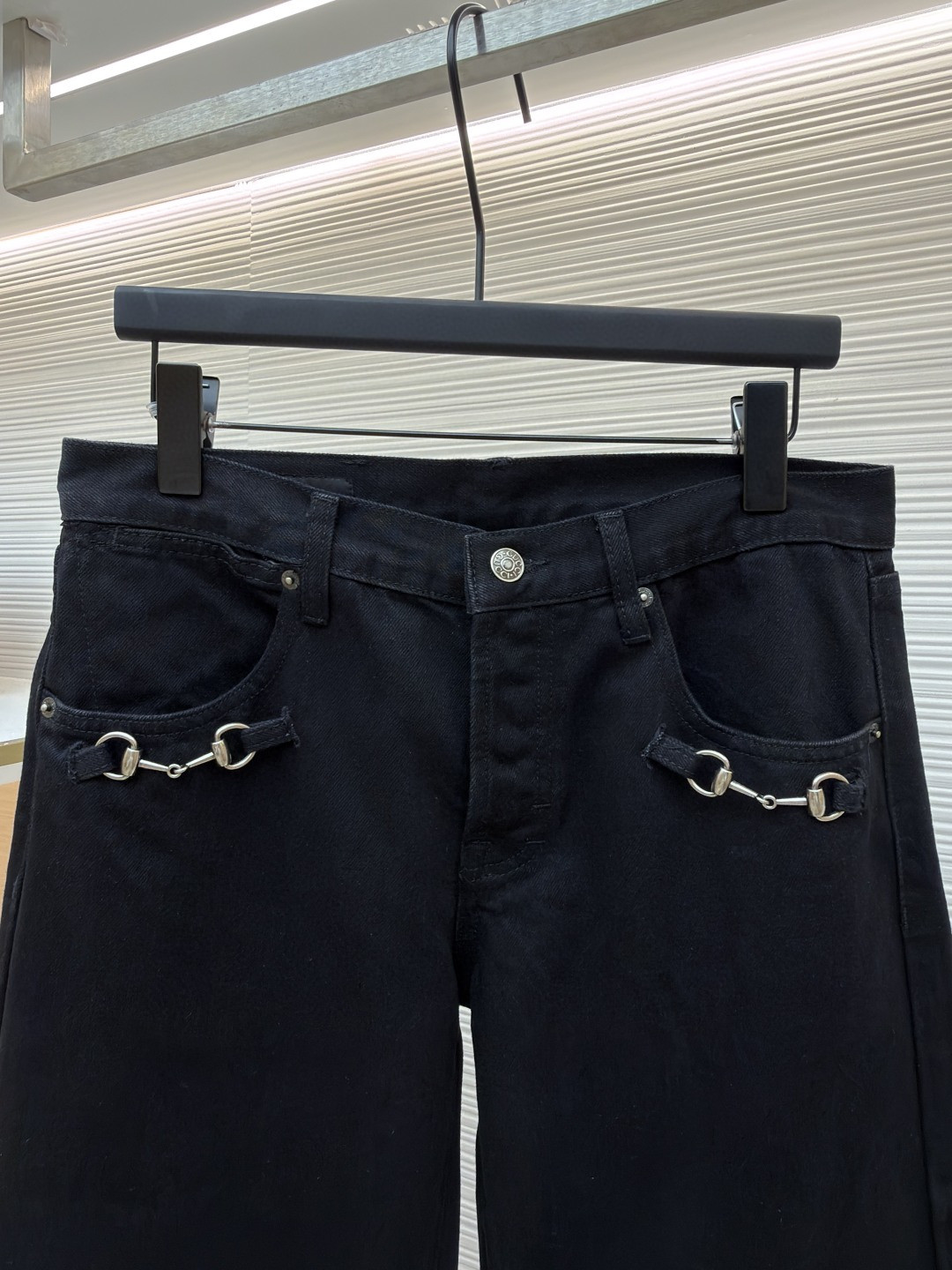 GUCCI 古驰 锁扣装饰水洗丹宁牛仔裤 长裤 裤子 黑色 B0 