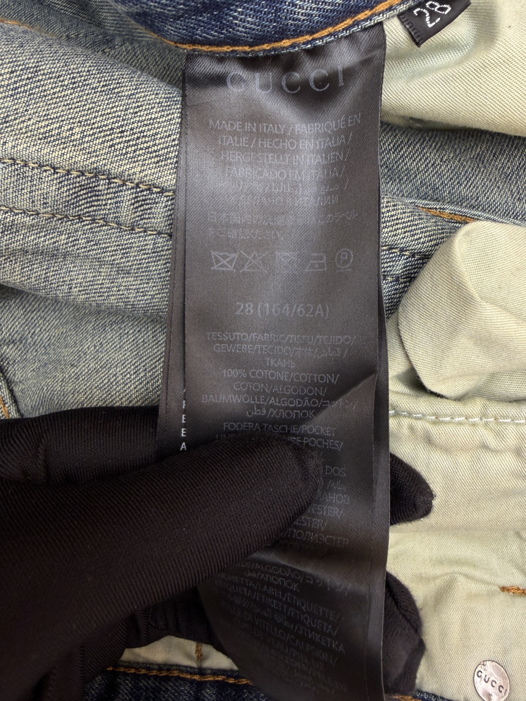 GUCCI 古驰 锁扣装饰水洗丹宁牛仔裤 长裤 裤子 蓝色 B0 860844-XDDF0-4011