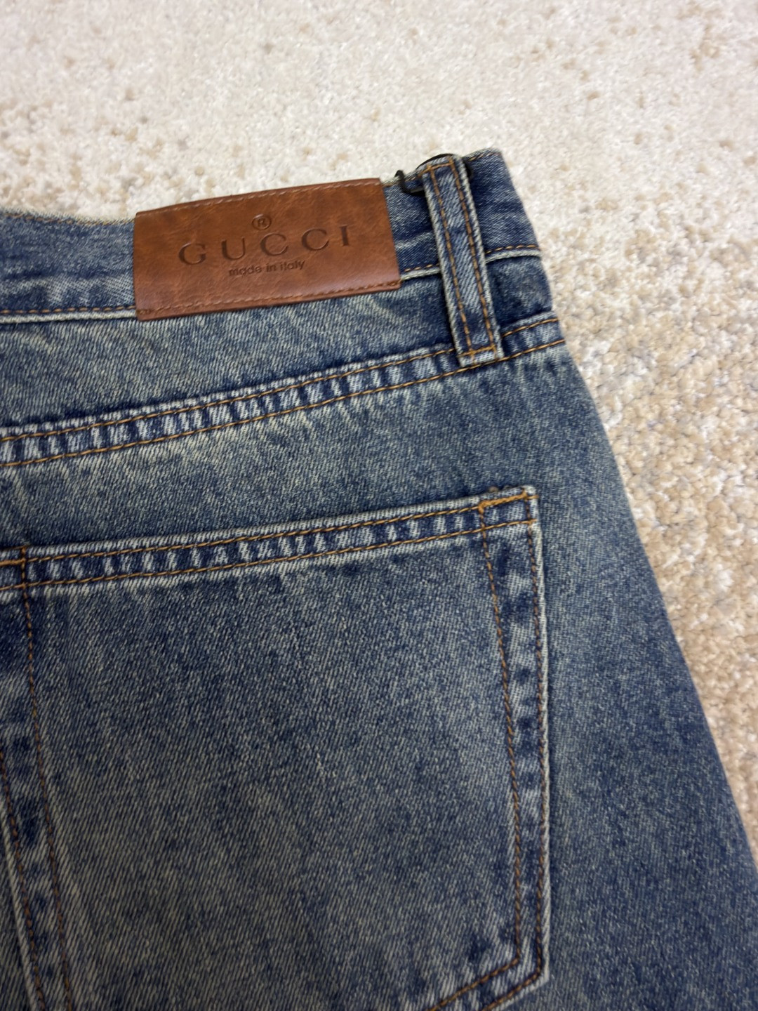 GUCCI 古驰 锁扣装饰水洗丹宁牛仔裤 长裤 裤子 蓝色 B0 860844-XDDF0-4011