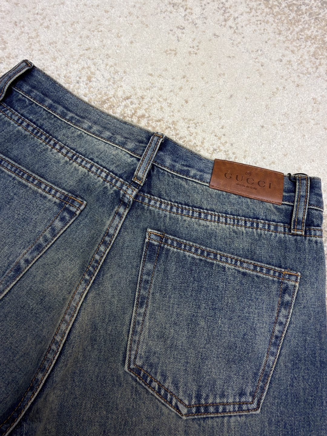 GUCCI 古驰 锁扣装饰水洗丹宁牛仔裤 长裤 裤子 蓝色 B0 860844-XDDF0-4011