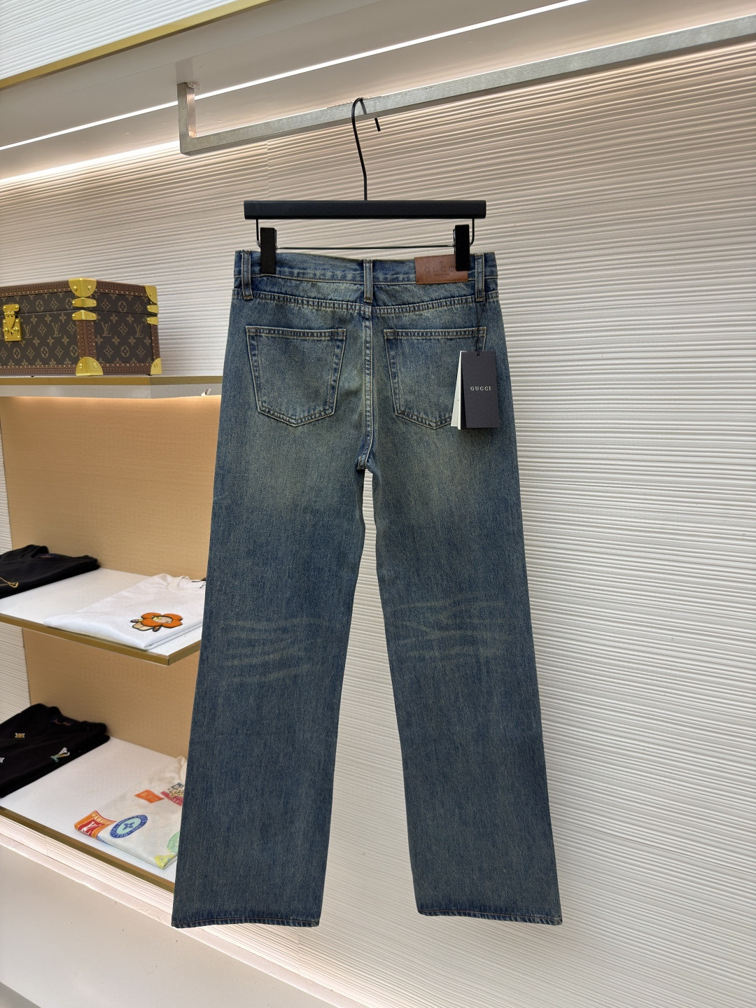 GUCCI 古驰 锁扣装饰水洗丹宁牛仔裤 长裤 裤子 蓝色 B0 860844-XDDF0-4011