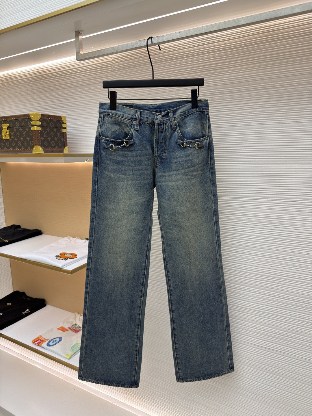 GUCCI 古驰 锁扣装饰水洗丹宁牛仔裤 长裤 裤子 蓝色 B0 860844-XDDF0-4011