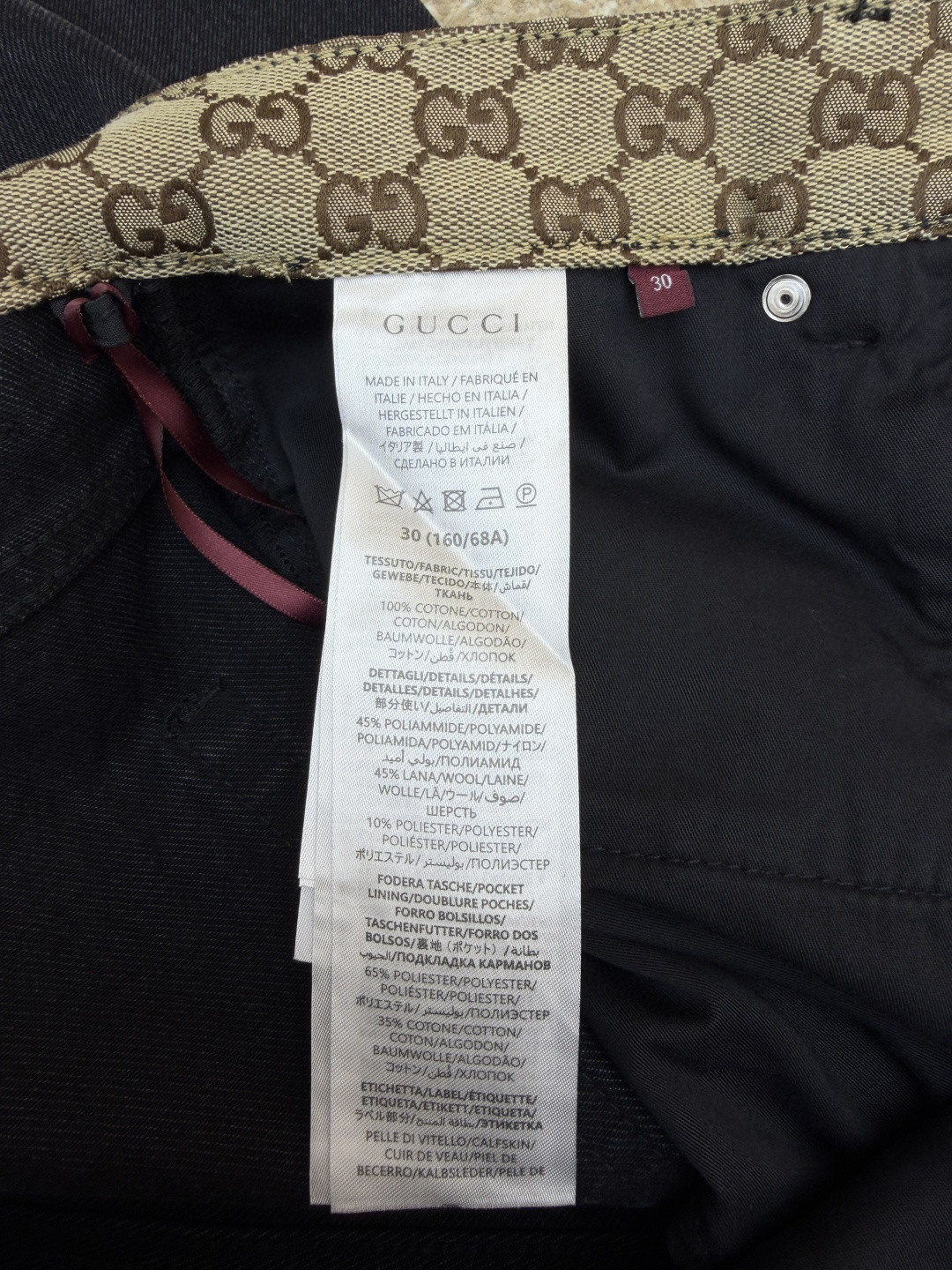 GUCCI 古驰 水洗丹宁牛仔裤 长裤 裤子 黑色 B0