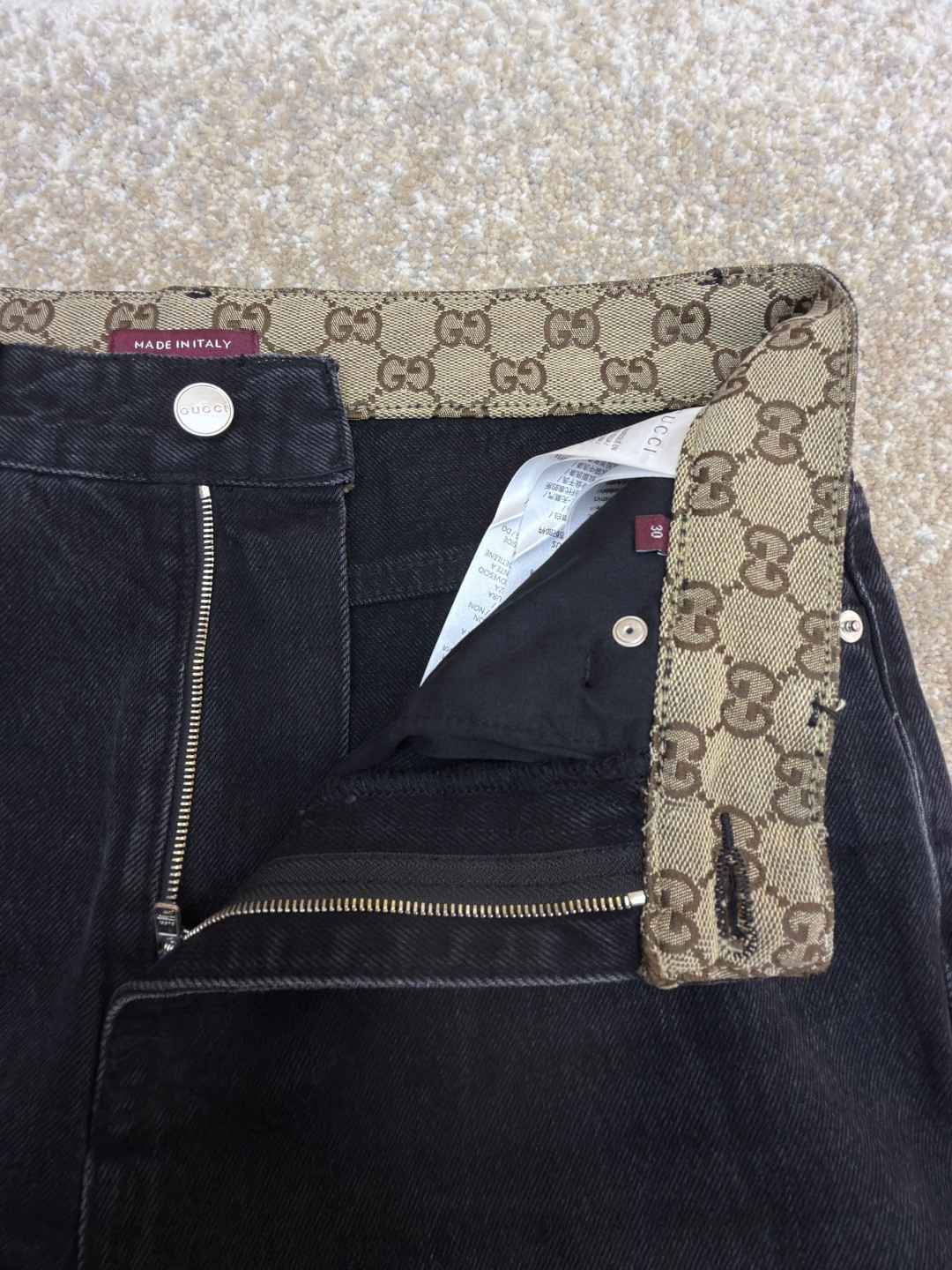GUCCI 古驰 水洗丹宁牛仔裤 长裤 裤子 黑色 B0
