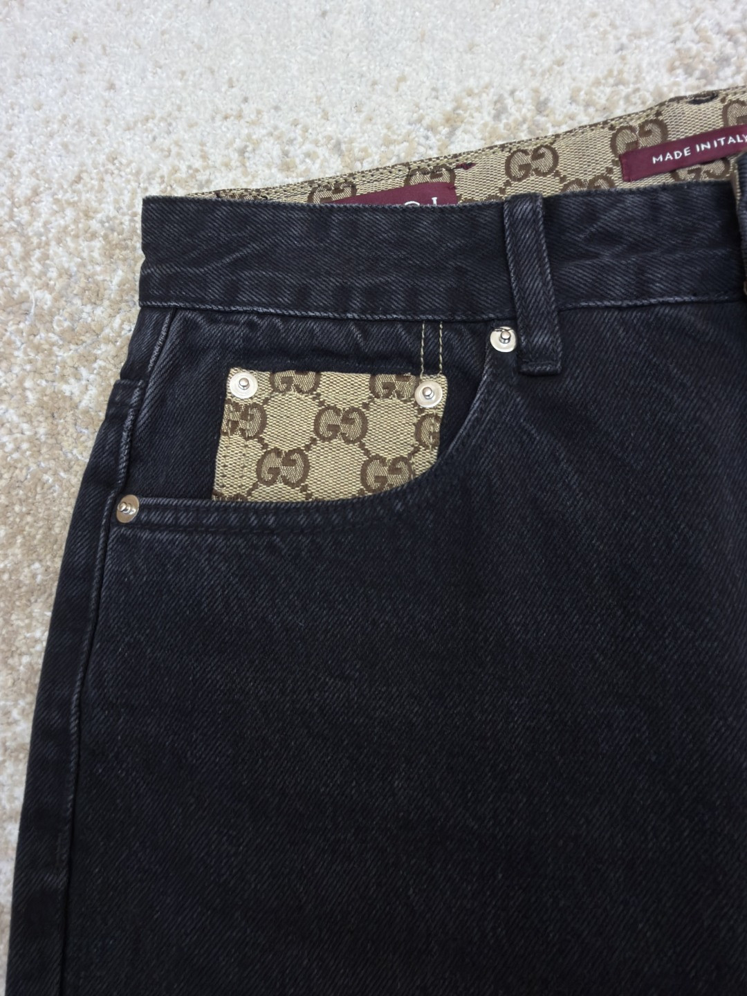 GUCCI 古驰 水洗丹宁牛仔裤 长裤 裤子 黑色 B0