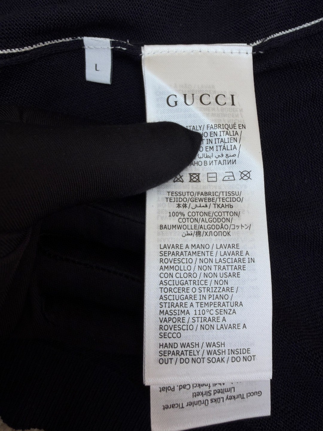 GUCCI 古驰 字母拼色嵌花针织衫短袖 T恤 夏季 藏蓝色 A5 851828-XKFC8-4041