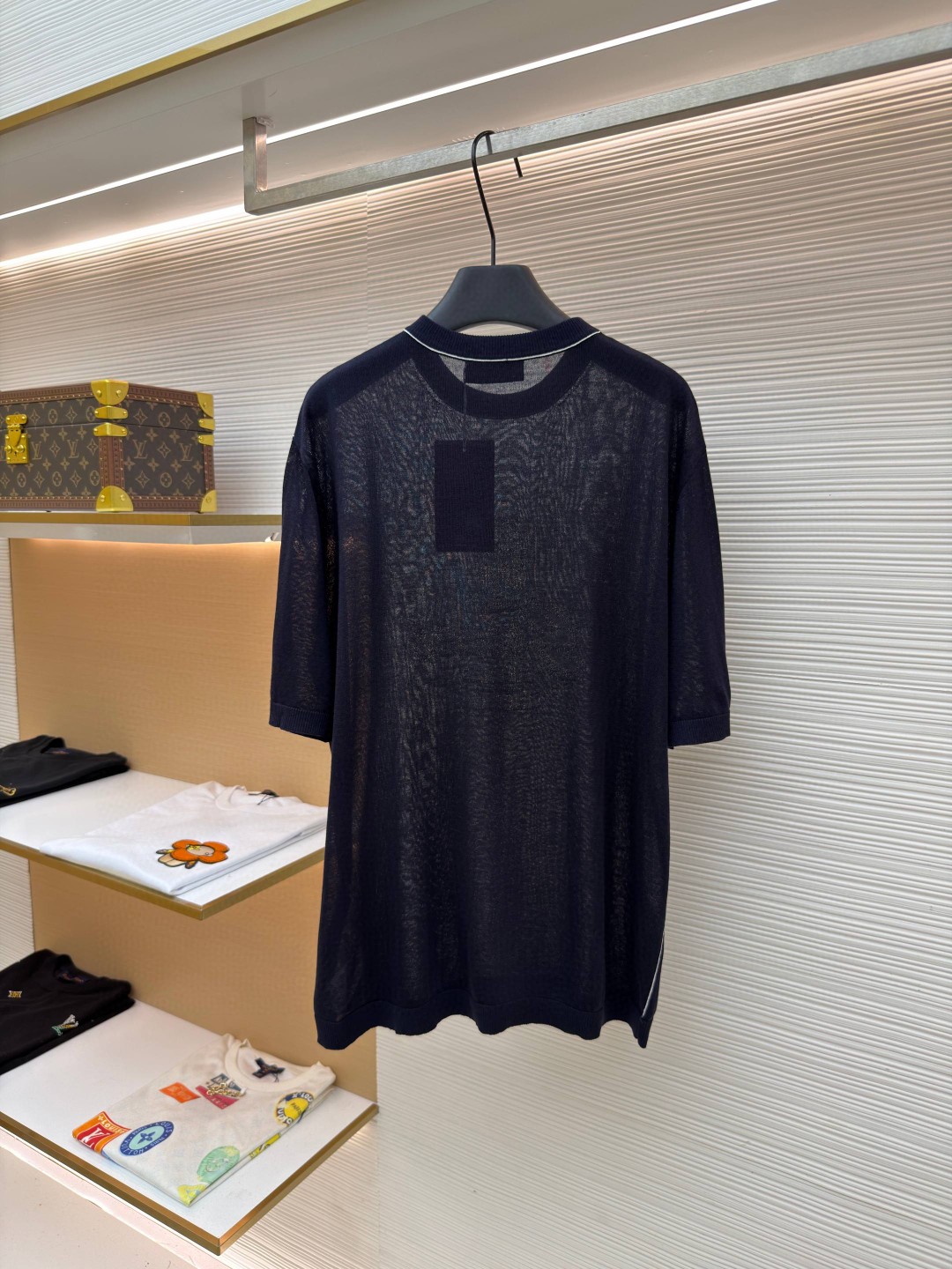GUCCI 古驰 字母拼色嵌花针织衫短袖 T恤 夏季 藏蓝色 A5 851828-XKFC8-4041