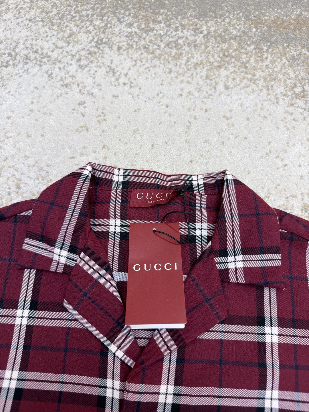 GUCCI 古驰 撞色格纹短袖衬衫 外套 夏季 红色 B0