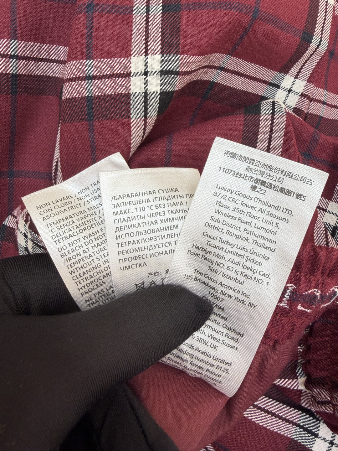 GUGGI 古驰 撞色格纹松紧腰短裤 休闲裤 裤子 五分裤 红色 B0