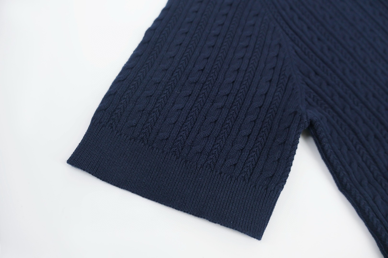 Ralph Lauren 拉夫劳伦 绞花编结老钱风针织Polo衫 针织衫 短袖 白色 藏蓝色 B0 