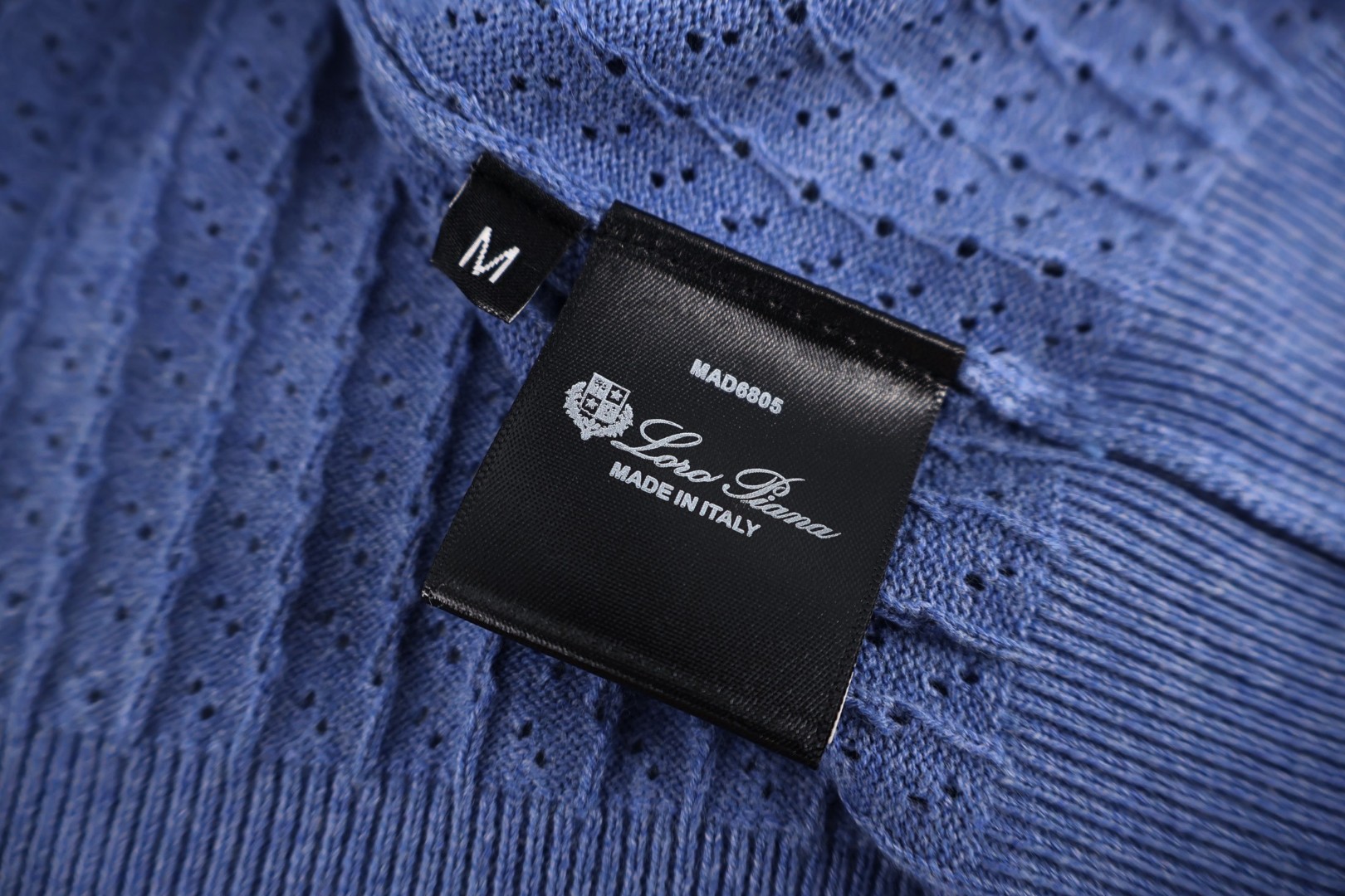 Loro Piana LP 镂空竖纹翻领老钱风针织Polo衫 短袖 夏季 杏色 蓝色 B0 