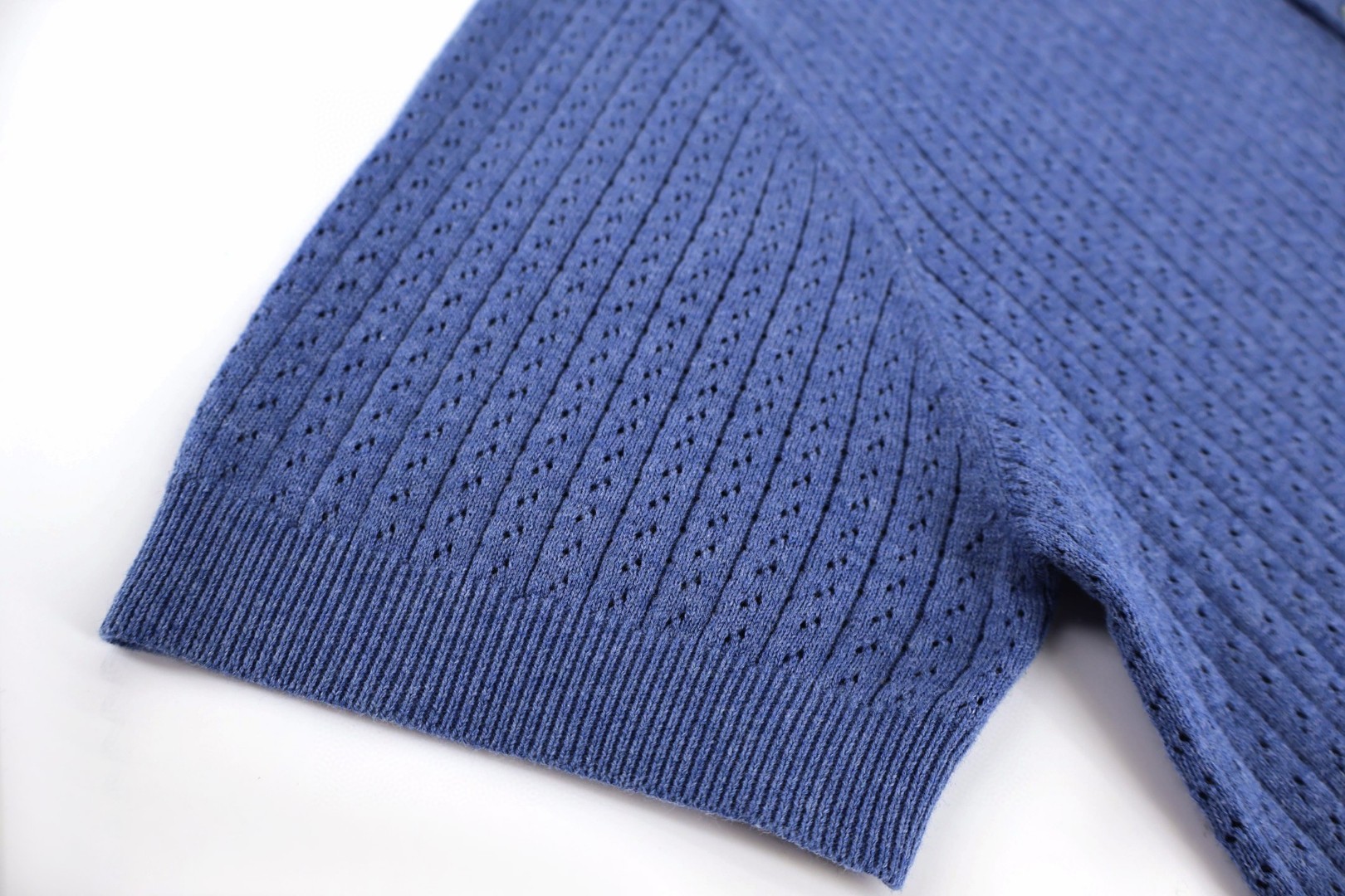 Loro Piana LP 镂空竖纹翻领老钱风针织Polo衫 短袖 夏季 杏色 蓝色 B0 