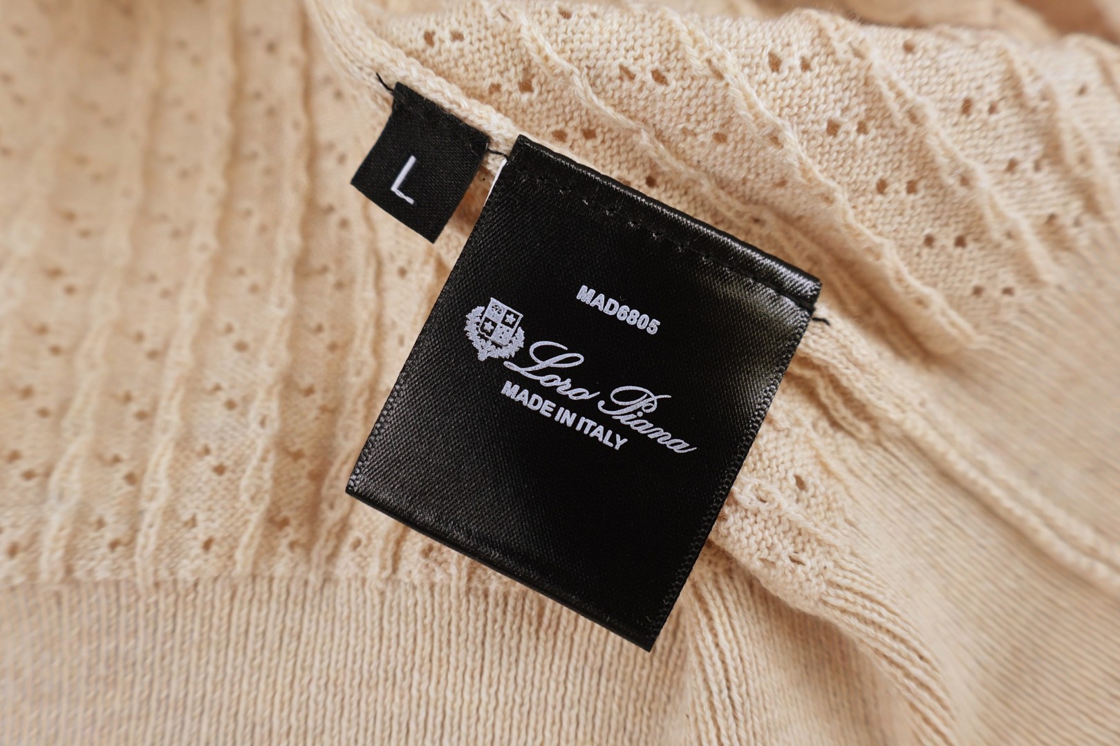 Loro Piana LP 镂空竖纹翻领老钱风针织Polo衫 短袖 夏季 杏色 蓝色 B0 