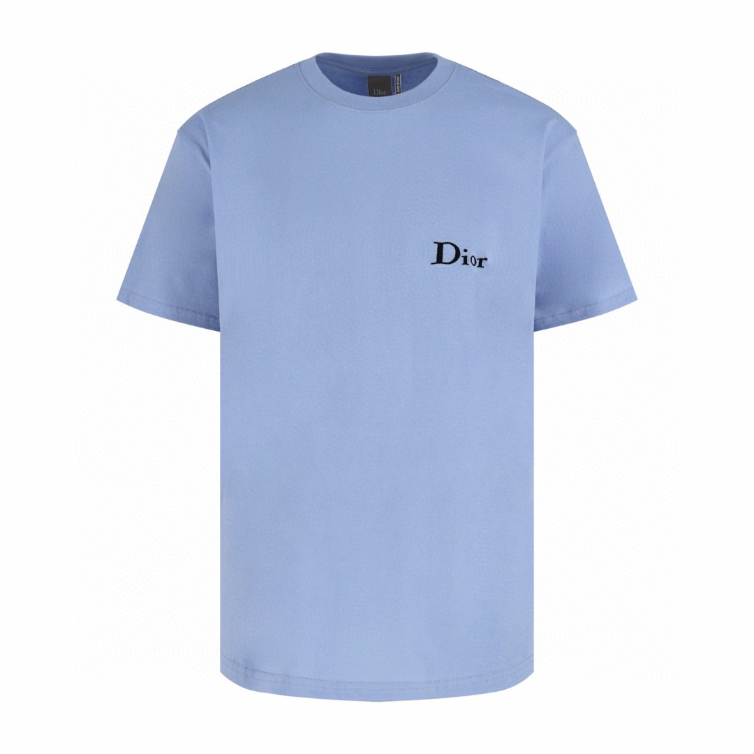 DIOR 迪奥 刺绣logo平纹圆领短袖 T恤 夏季 灰色 蓝色 A0 683J606A3282-C880