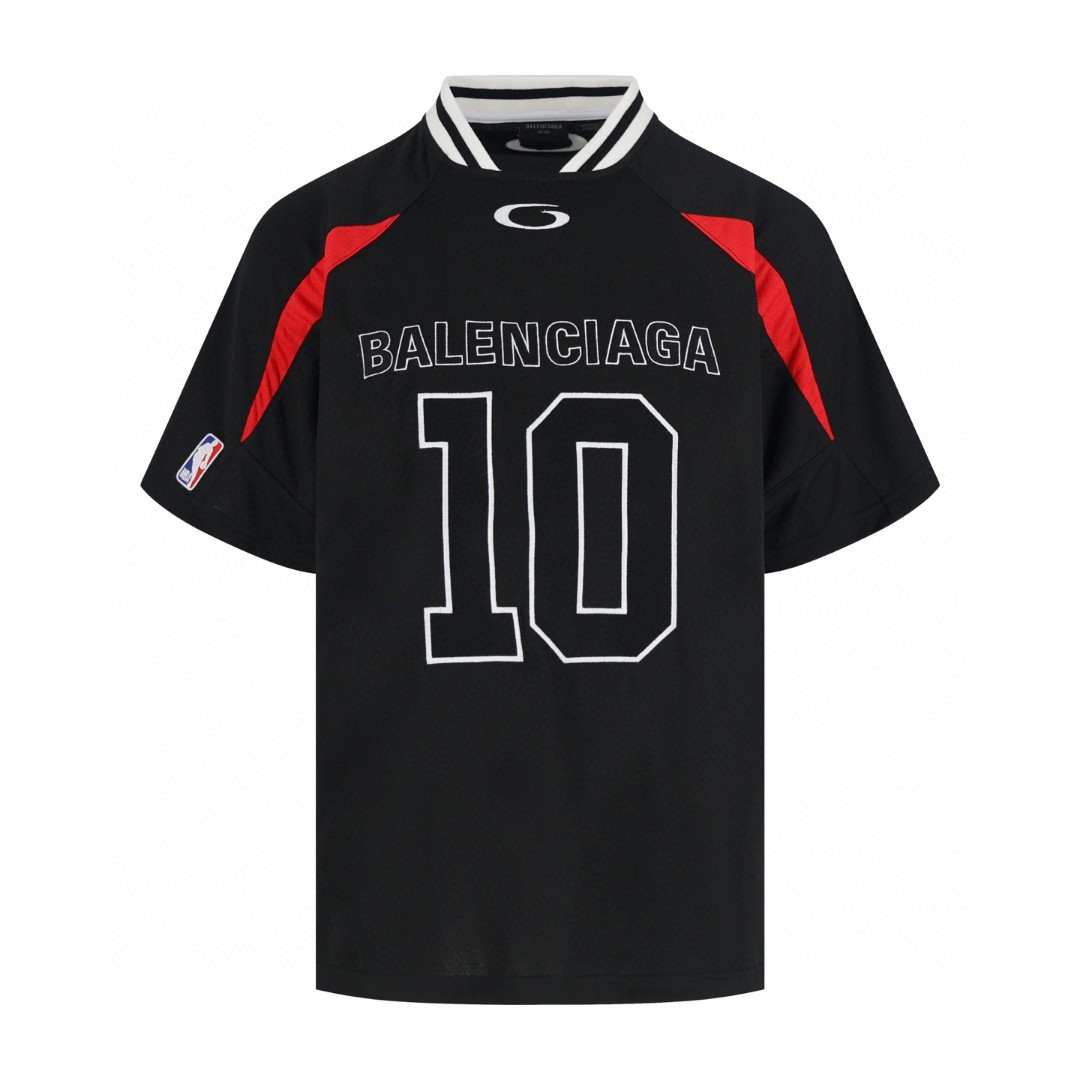 Balenciaga 巴黎世家 NBA 联名款 廓形拼色10号球衣 短袖 T恤 夏季 黑色 B0 863852TTVW21060