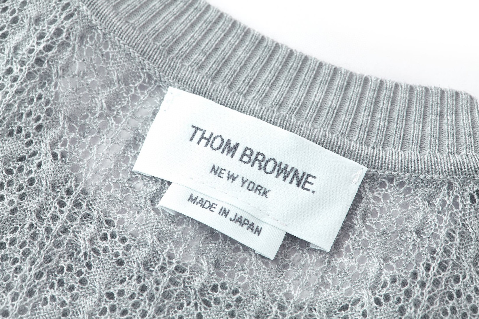 THOM BROWNE 镂空圆领针织衫 短袖 女款 灰色 B0