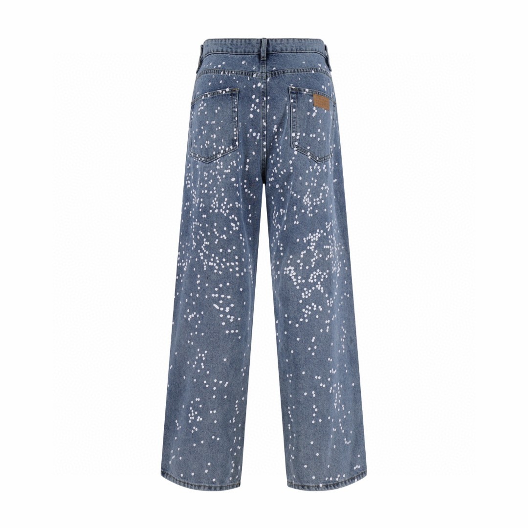 Maison Margiela 马吉拉 泼墨白点阔腿牛仔裤 休闲裤 长裤 裤子 蓝色 B0 S62LB0207M30018968