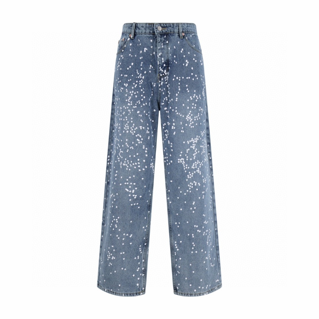 Maison Margiela 马吉拉 泼墨白点阔腿牛仔裤 休闲裤 长裤 裤子 蓝色 B0 S62LB0207M30018968