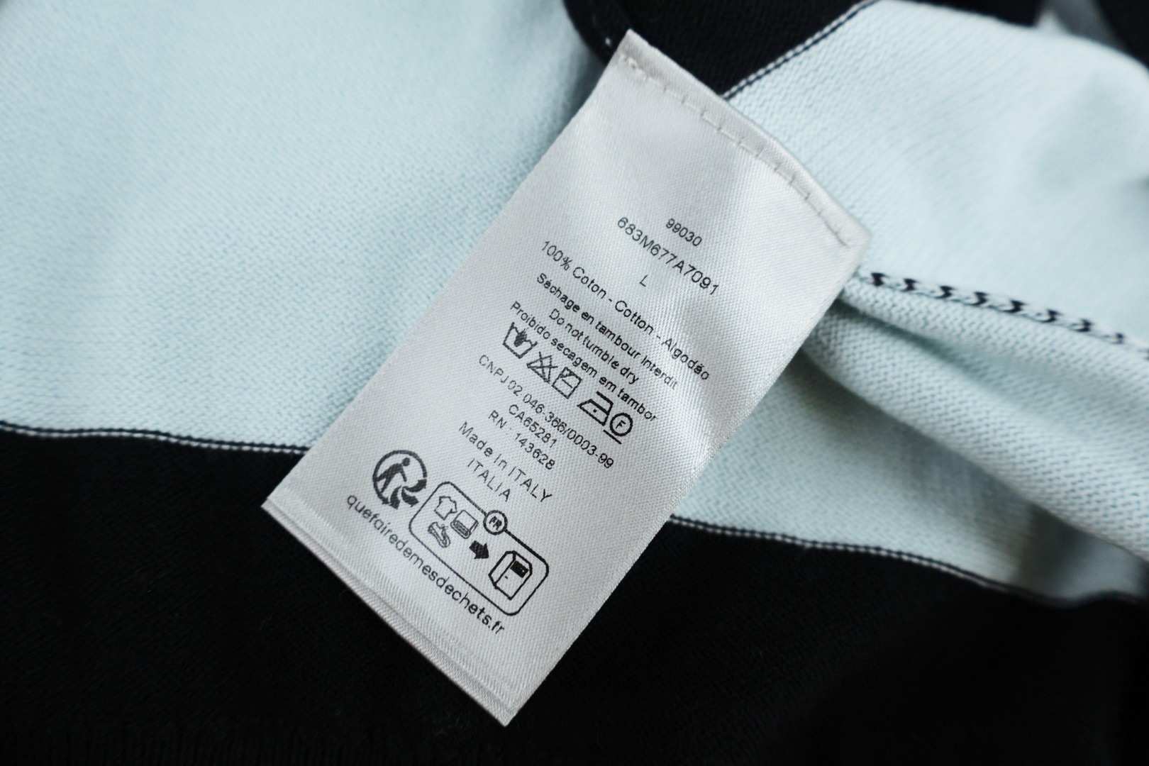 DIOR 迪奥 刺绣撞色条纹针织衫 短袖 蓝色 B0 693M602A7033-C980