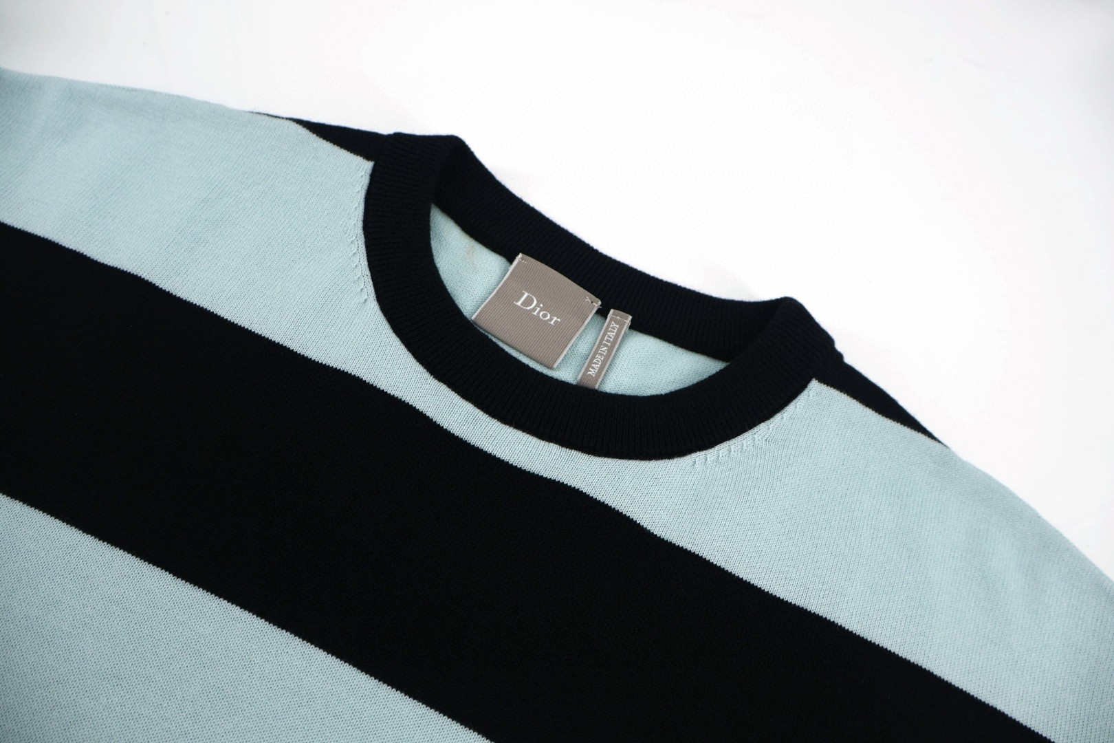 DIOR 迪奥 刺绣撞色条纹针织衫 短袖 蓝色 B0 693M602A7033-C980