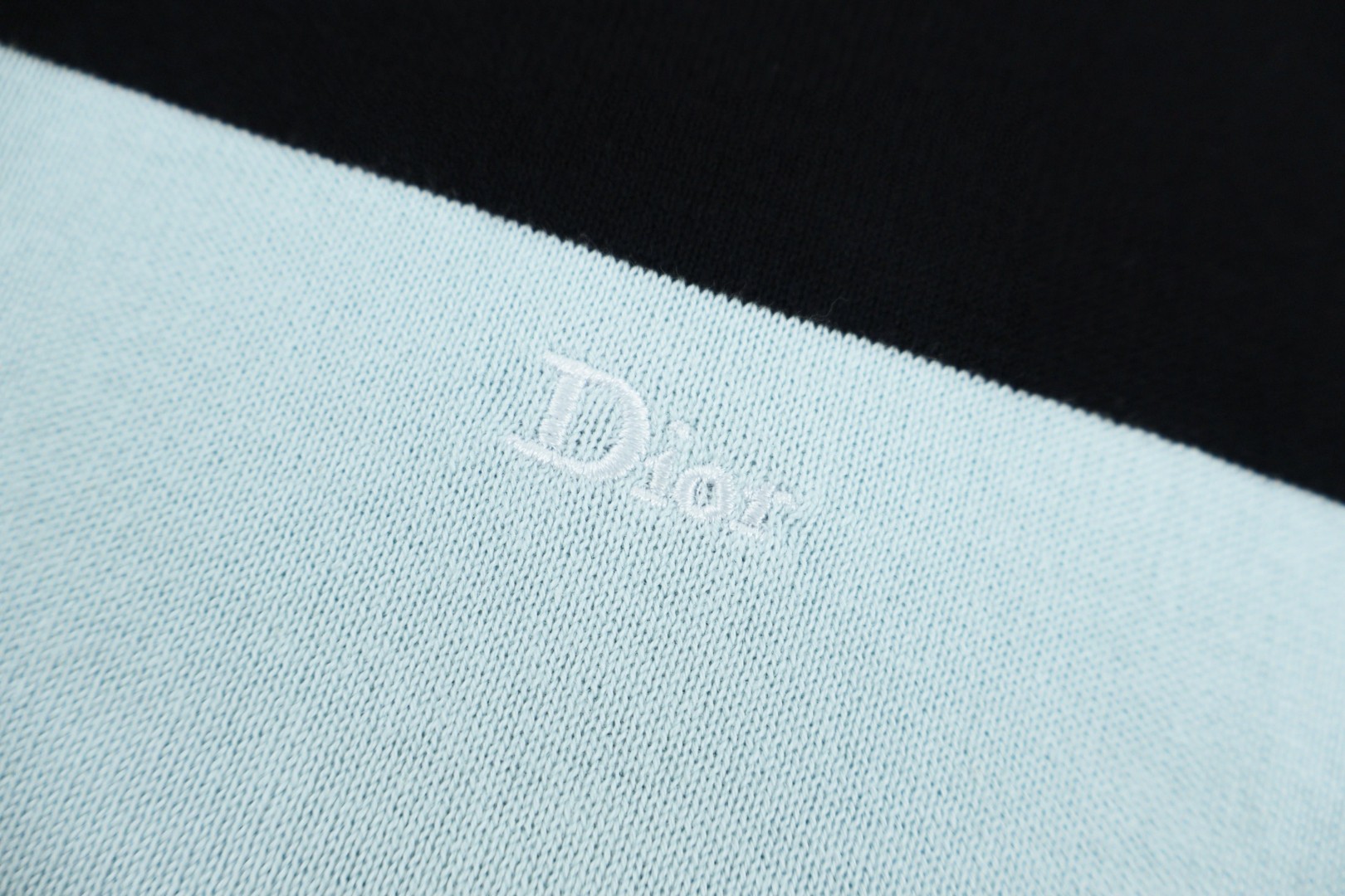 DIOR 迪奥 刺绣撞色条纹针织衫 短袖 蓝色 B0 693M602A7033-C980
