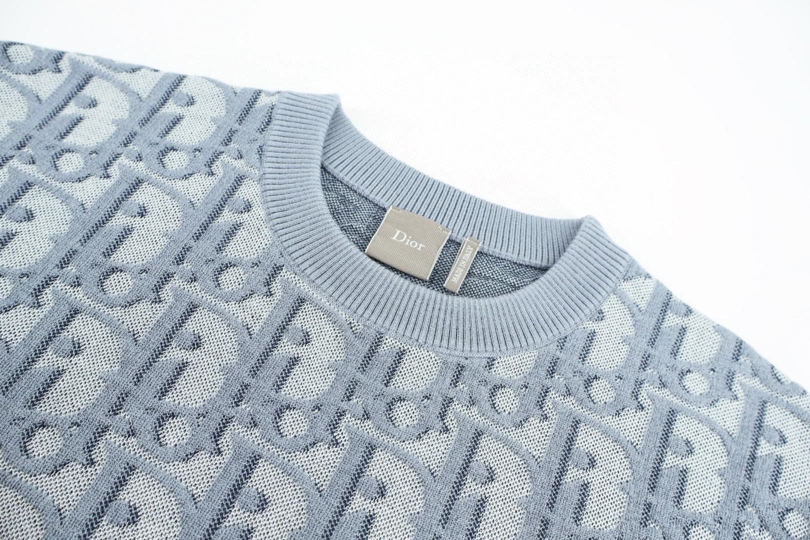 DIOR 迪奥 老花提花针织衫 短袖 蓝色 B0 693M619A7040-C575