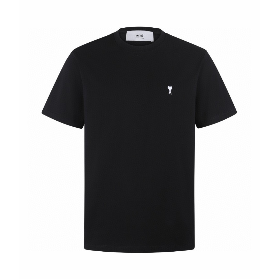 AMIPARIS Ami 爱心标识刺绣圆领短袖 T恤 夏季 黑色 白色 A0 HTS346724-100