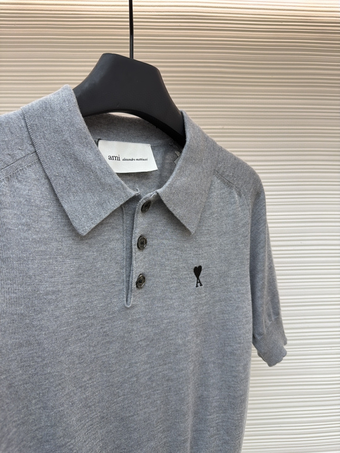 AMIPARIS Ami 爱心绣花针织Polo衫 毛衣 短袖 女款 灰色 绿色 A5 FPL439KN00390504