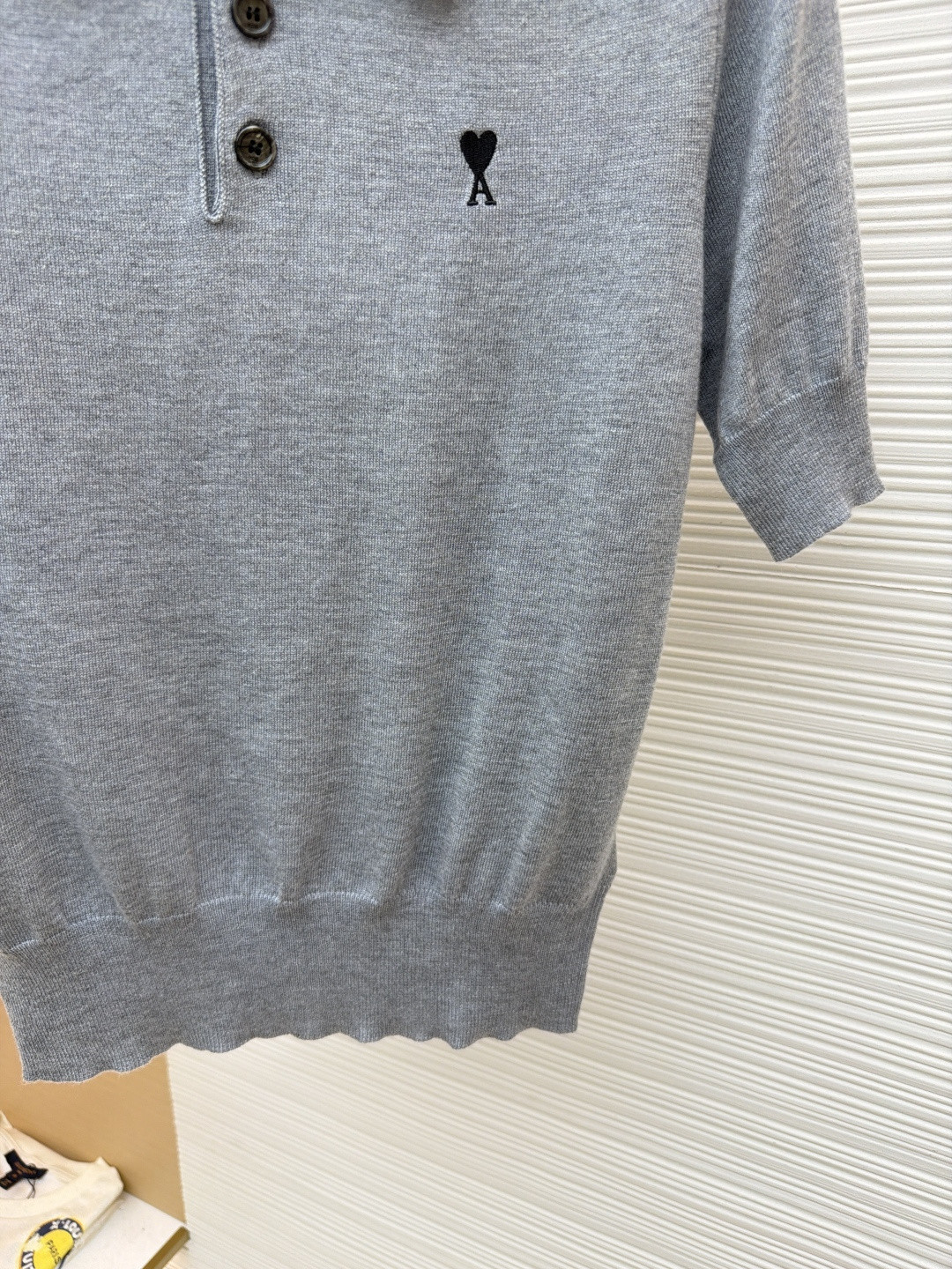 AMIPARIS Ami 爱心绣花针织Polo衫 毛衣 短袖 女款 灰色 绿色 A5 FPL439KN00390504