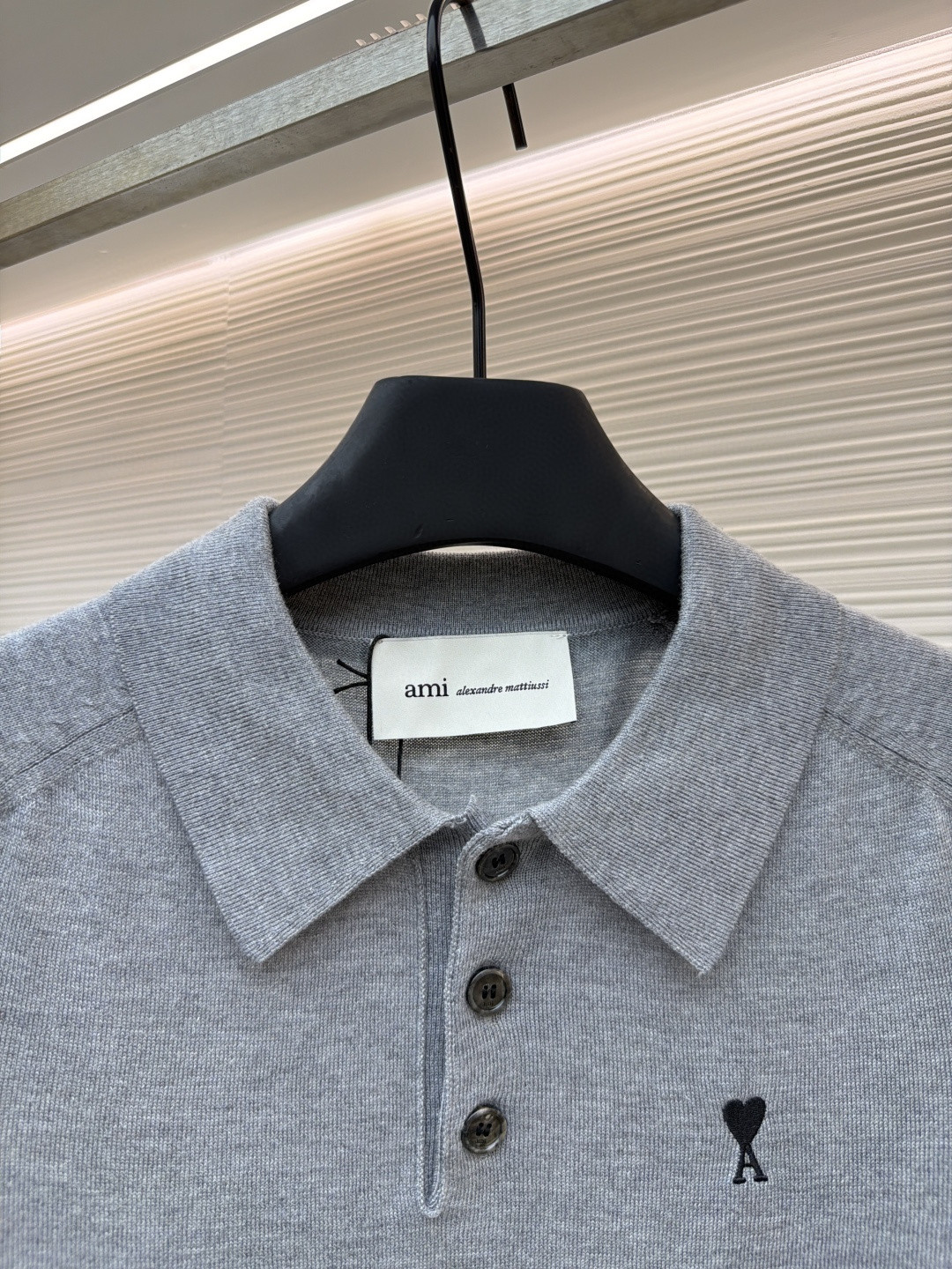 AMIPARIS Ami 爱心绣花针织Polo衫 毛衣 短袖 女款 灰色 绿色 A5 FPL439KN00390504