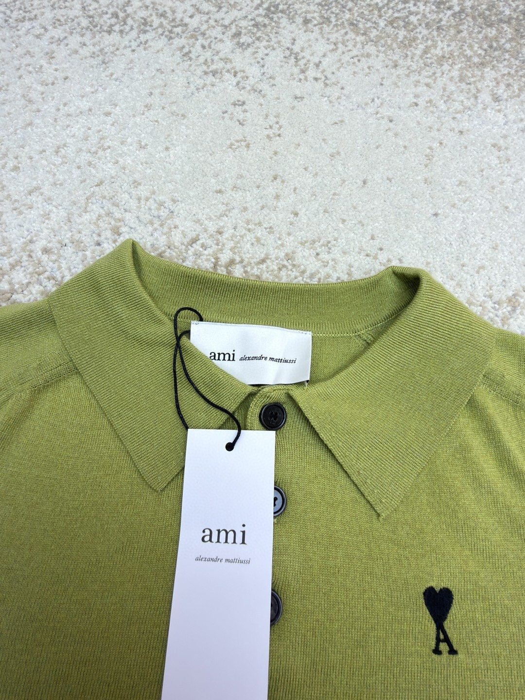 AMIPARIS Ami 爱心绣花针织Polo衫 毛衣 短袖 女款 灰色 绿色 A5 FPL439KN00390504