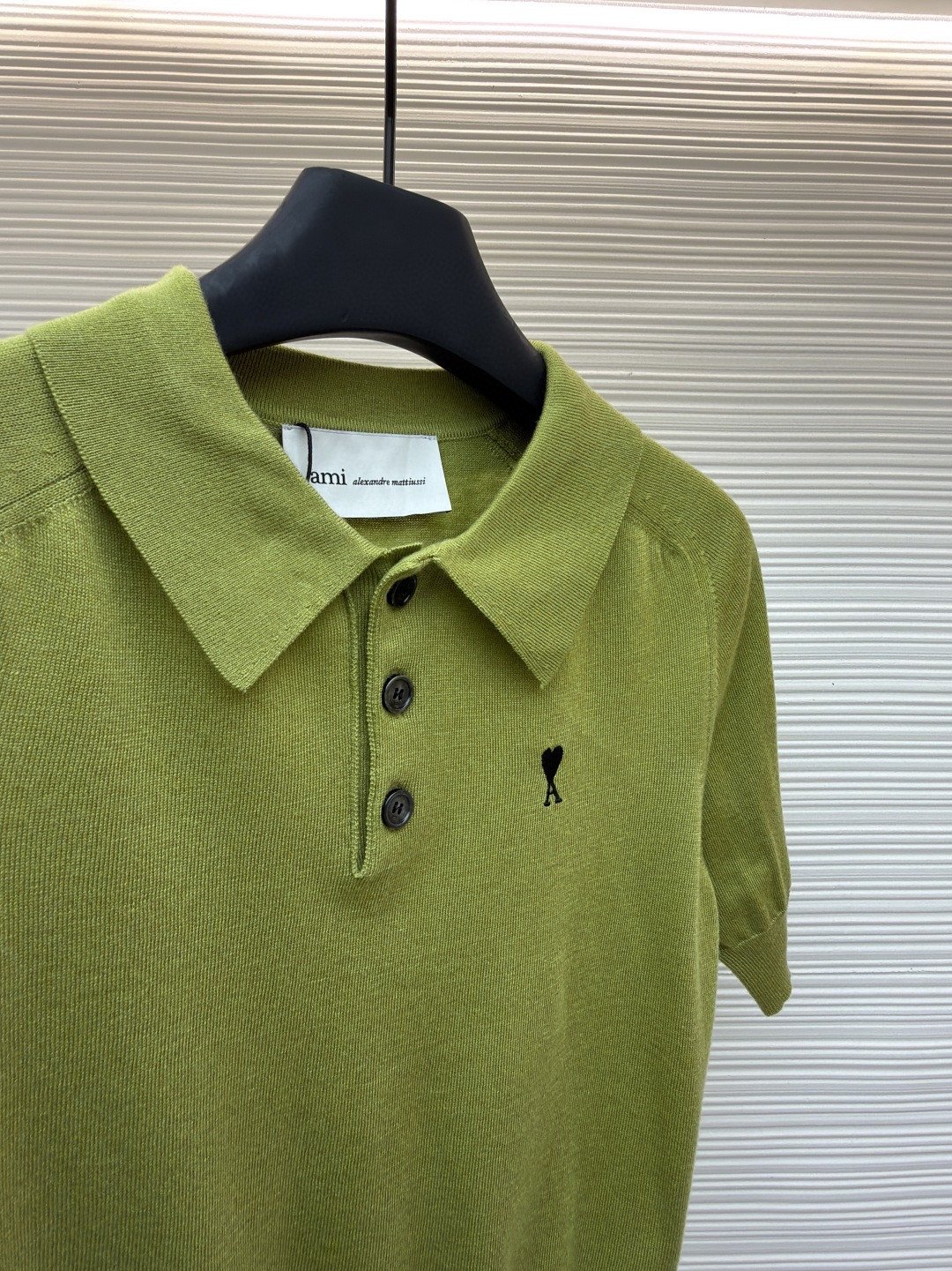 AMIPARIS Ami 爱心绣花针织Polo衫 毛衣 短袖 女款 灰色 绿色 A5 FPL439KN00390504
