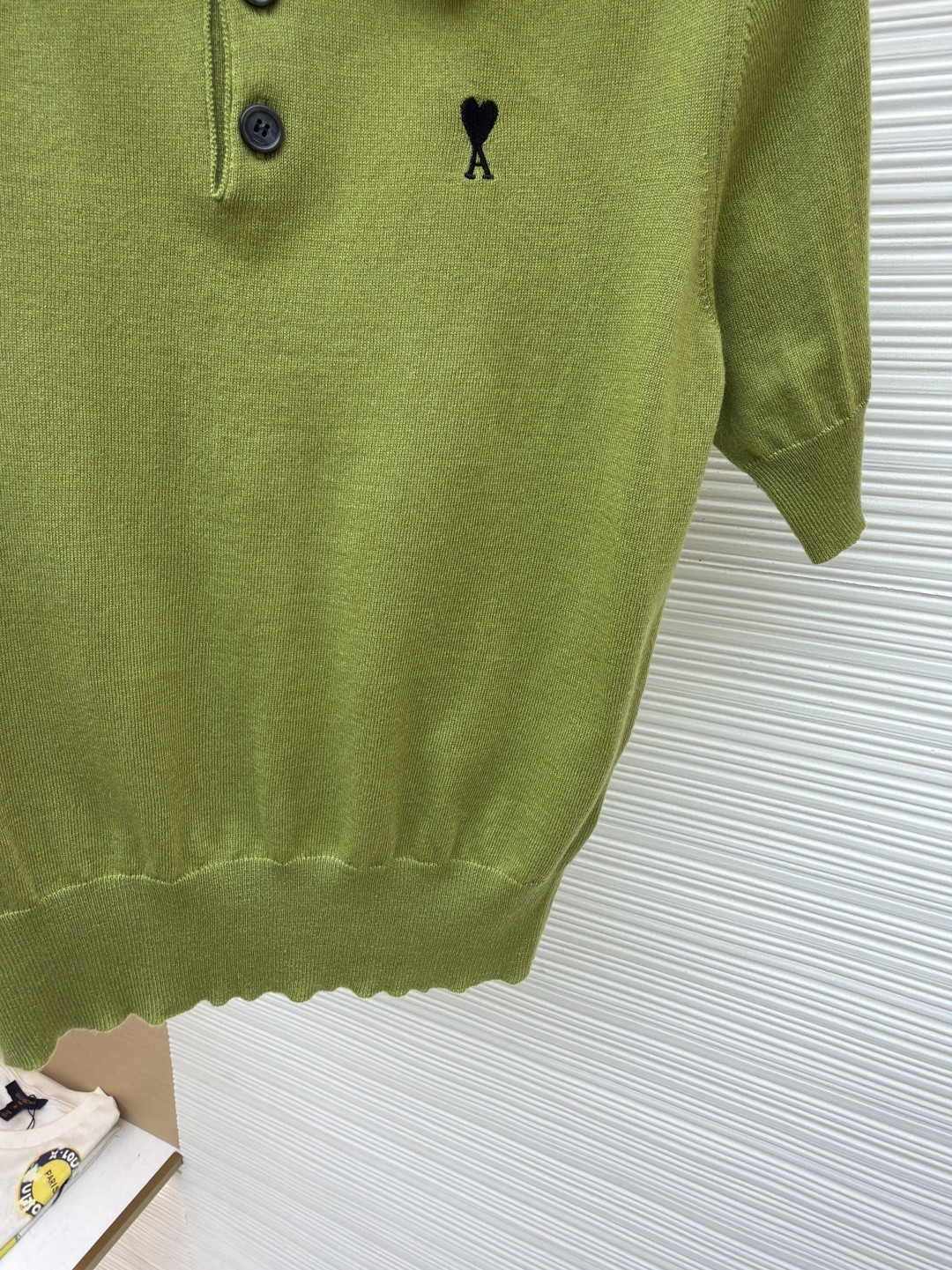 AMIPARIS Ami 爱心绣花针织Polo衫 毛衣 短袖 女款 灰色 绿色 A5 FPL439KN00390504