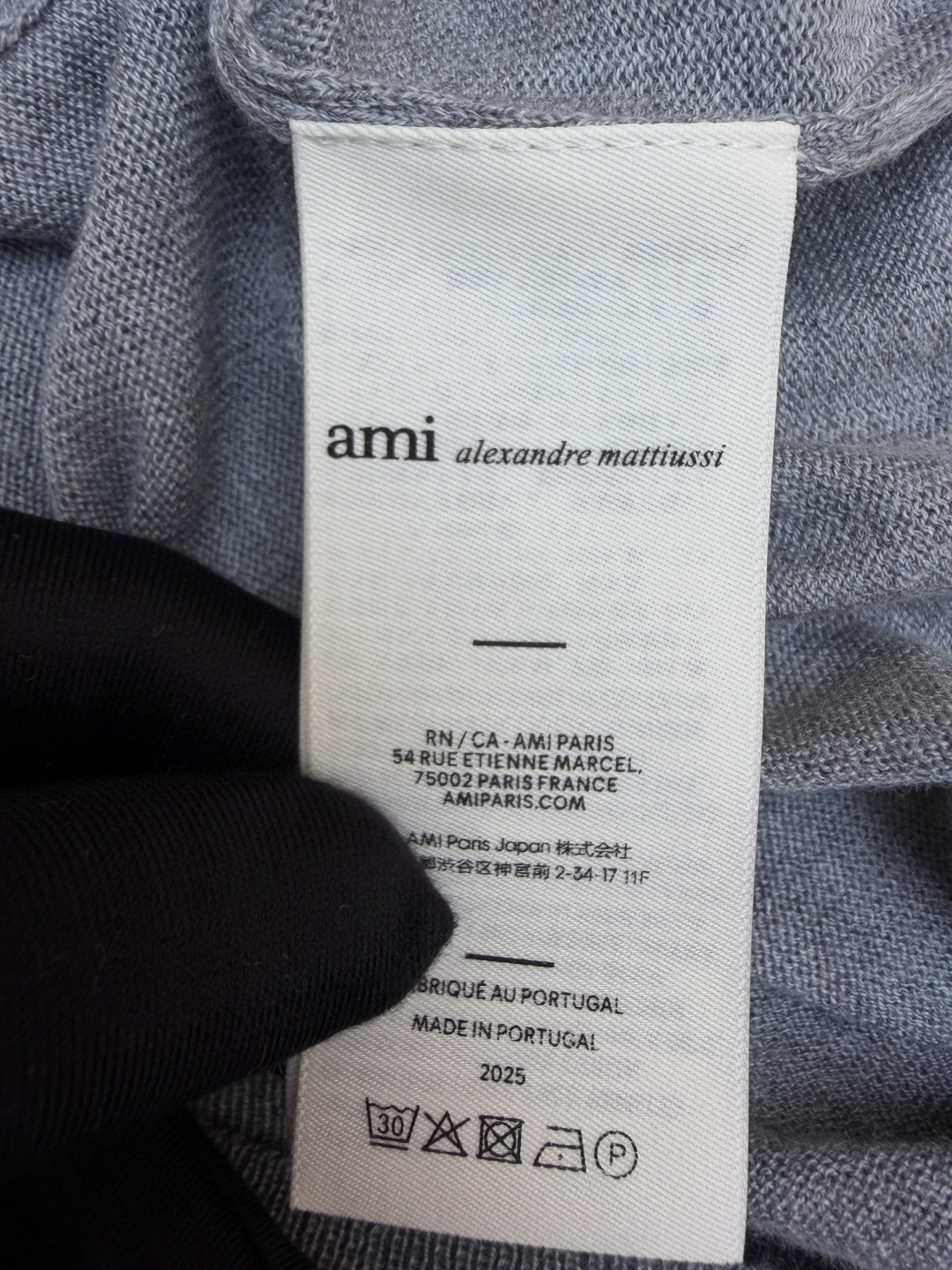 AMIPARIS Ami 爱心绣花针织Polo衫 毛衣 短袖 灰色 A5 HPL438KN00390504