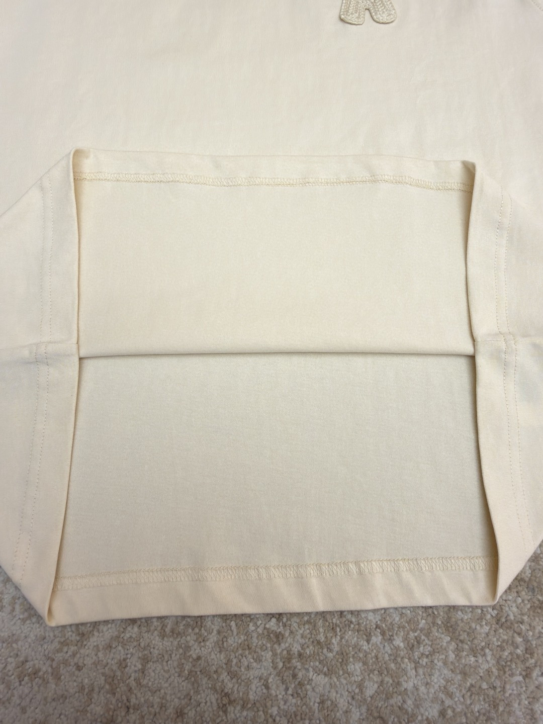 AMIPARIS Ami 钩针编织爱心圆领短袖 T恤 夏季 杏色 藏蓝色 A0 HTS065726-136