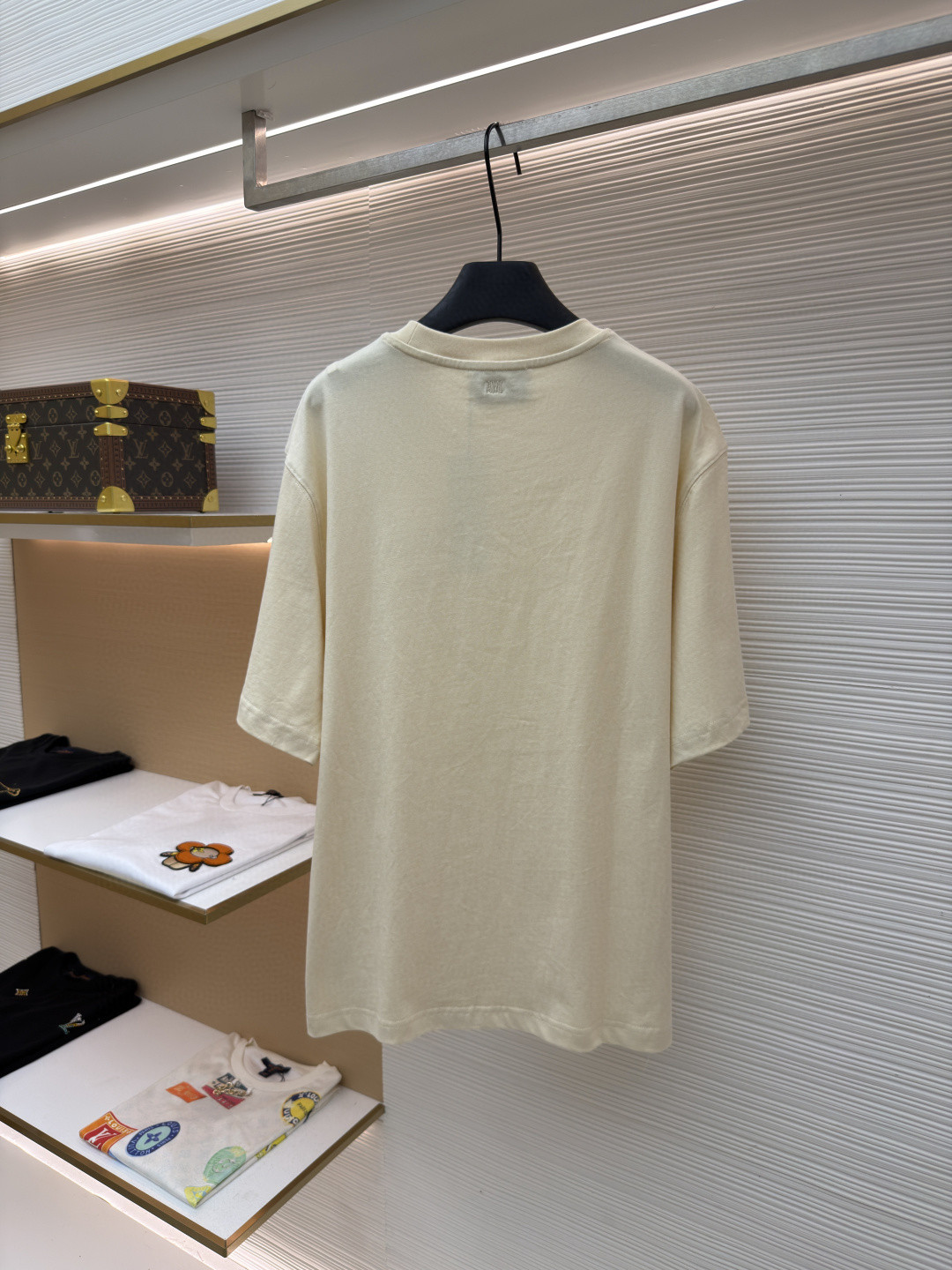 AMIPARIS Ami 钩针编织爱心圆领短袖 T恤 夏季 杏色 藏蓝色 A0 HTS065726-136