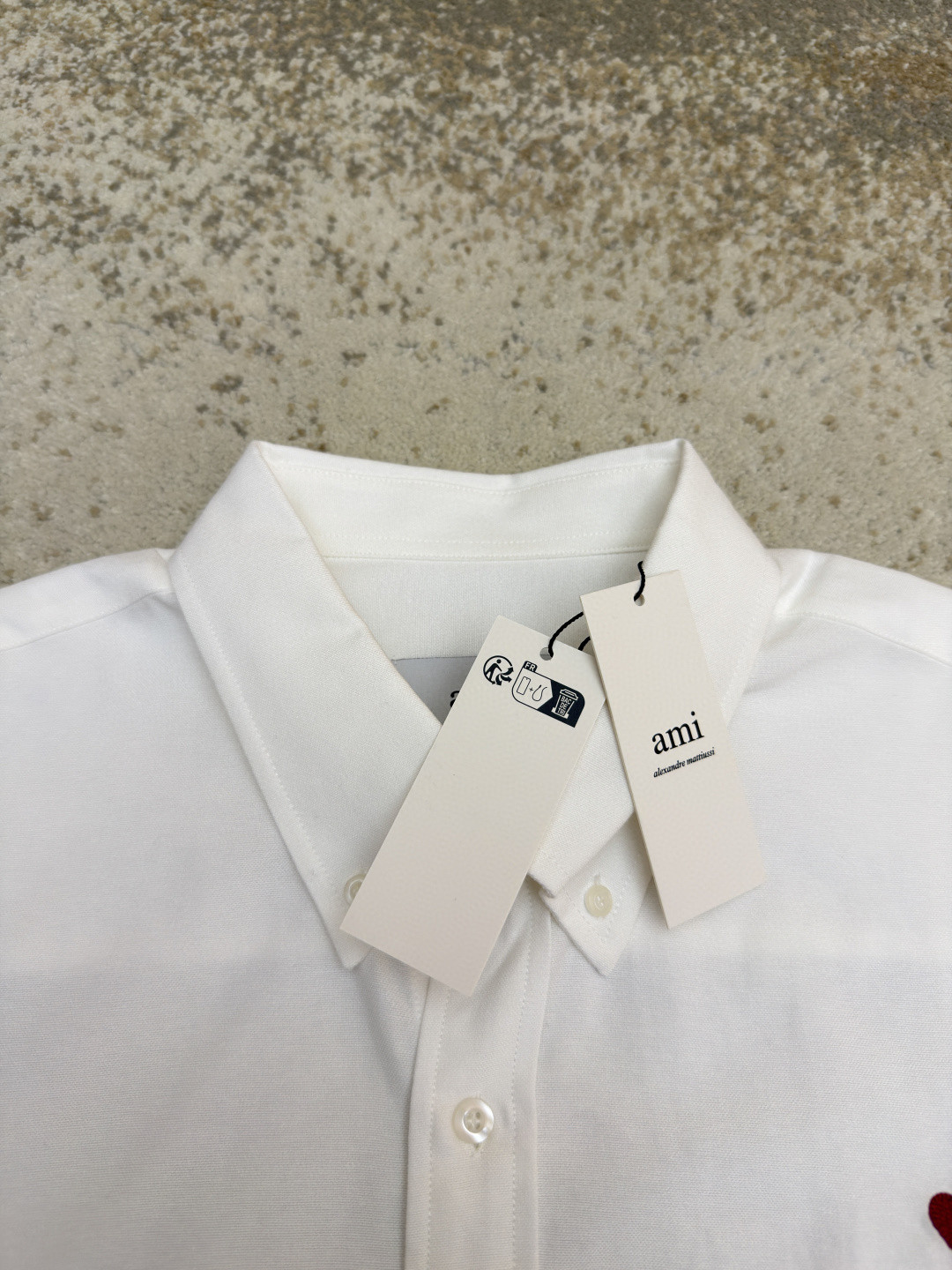 AMIPARIS Ami 爱心刺绣短袖衬衫 外套 夏季 白色 蓝色 A5 HSH230CO0031-168