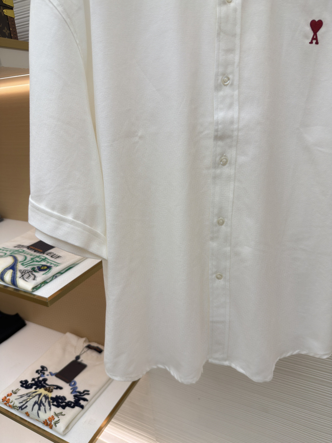 AMIPARIS Ami 爱心刺绣短袖衬衫 外套 夏季 白色 蓝色 A5 HSH230CO0031-168