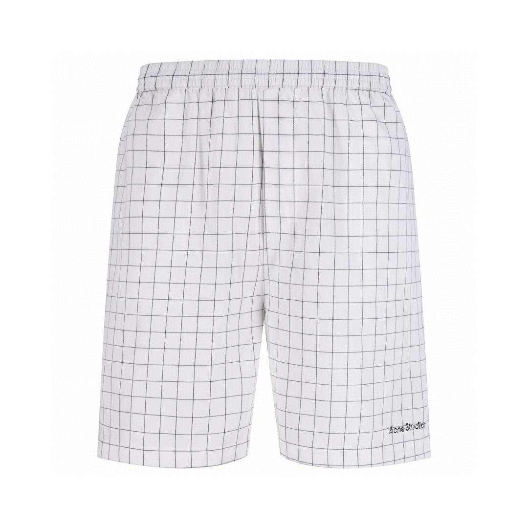 Acne Studios 黑白线条格子短裤 五分裤 休闲裤 裤子 白色 A5 BE0224-AL4