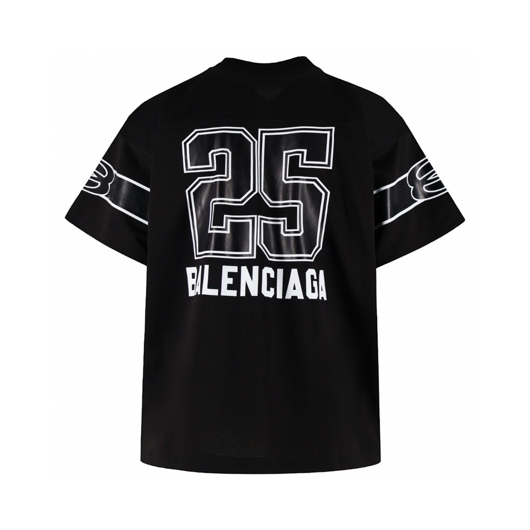 Balenciaga 巴黎世家 大8V领球衣 短袖 T恤 夏季 红色 黑色 A7 835906TSS166400