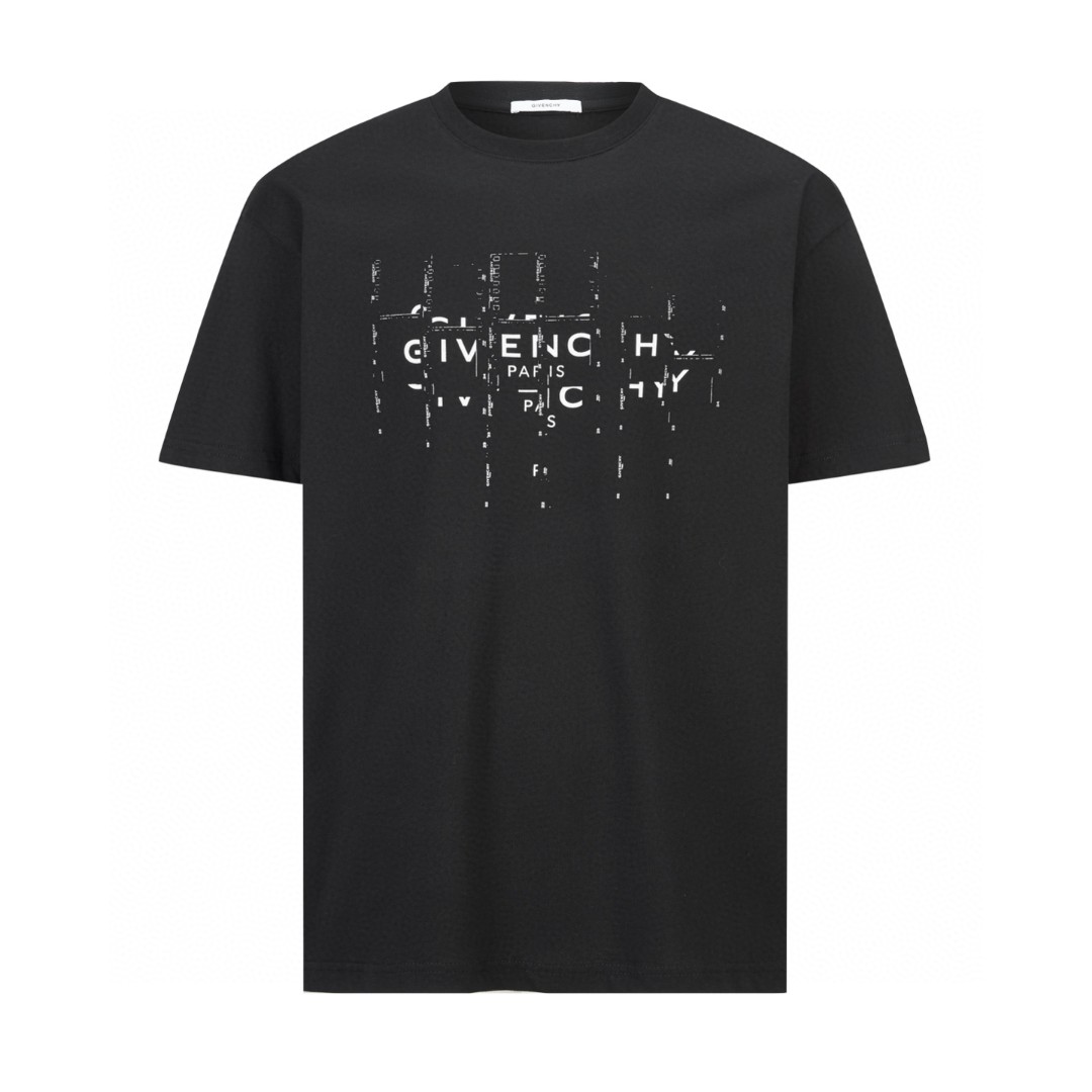 Givenchy 纪梵希 断层印花标识圆领短袖 T恤  夏款 男女同款 黑色 A0 BM71NK3YU9-001