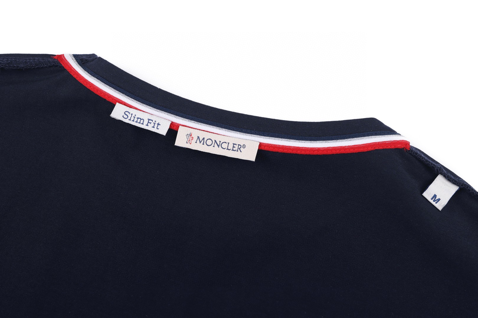 Moncler 蒙口 徽标三色饰边圆领短袖 T恤 夏季 白色 黑色 蓝色 A0 H10918C7160087296004