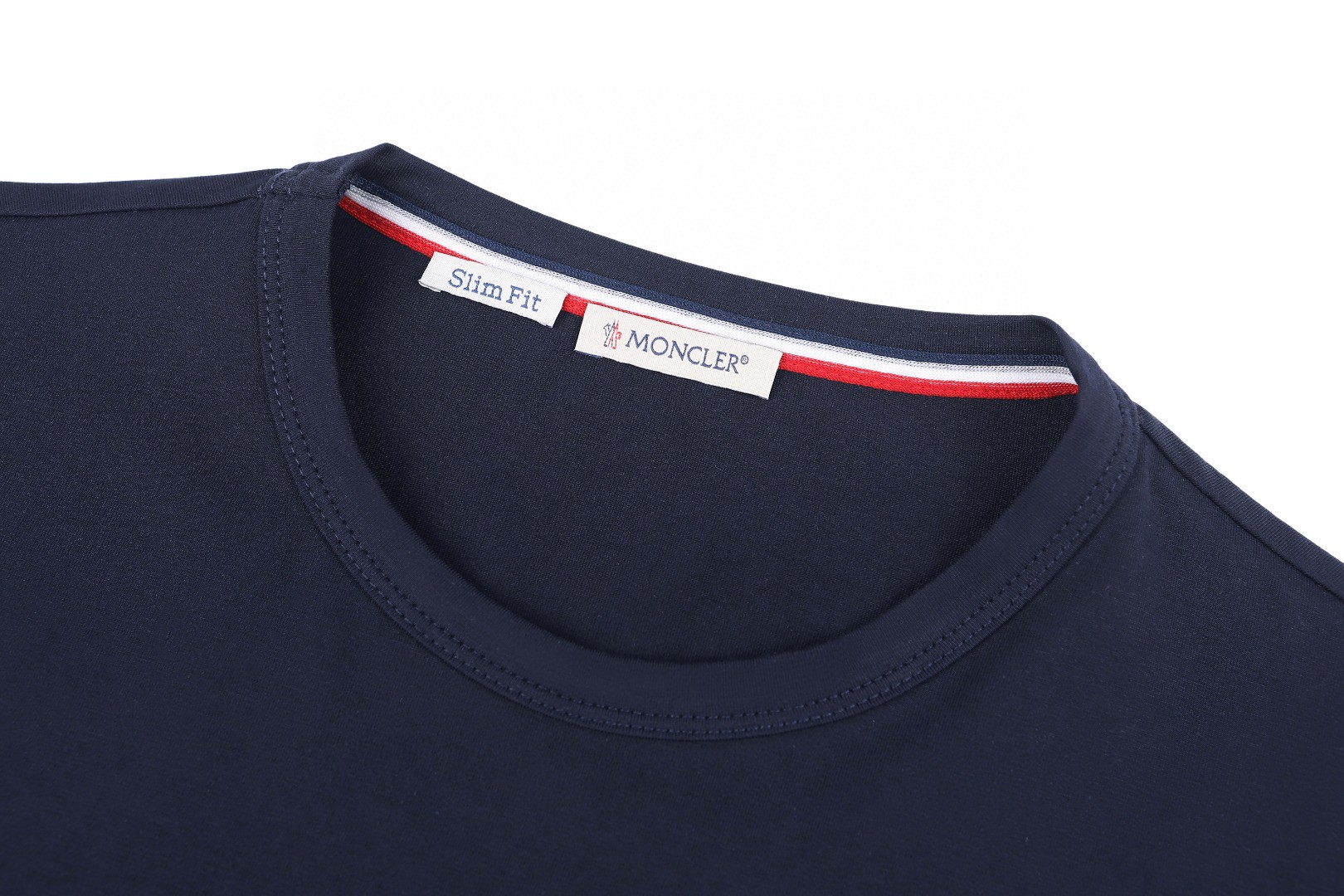 Moncler 蒙口 徽标三色饰边圆领短袖 T恤 夏季 白色 黑色 蓝色 A0 H10918C7160087296004