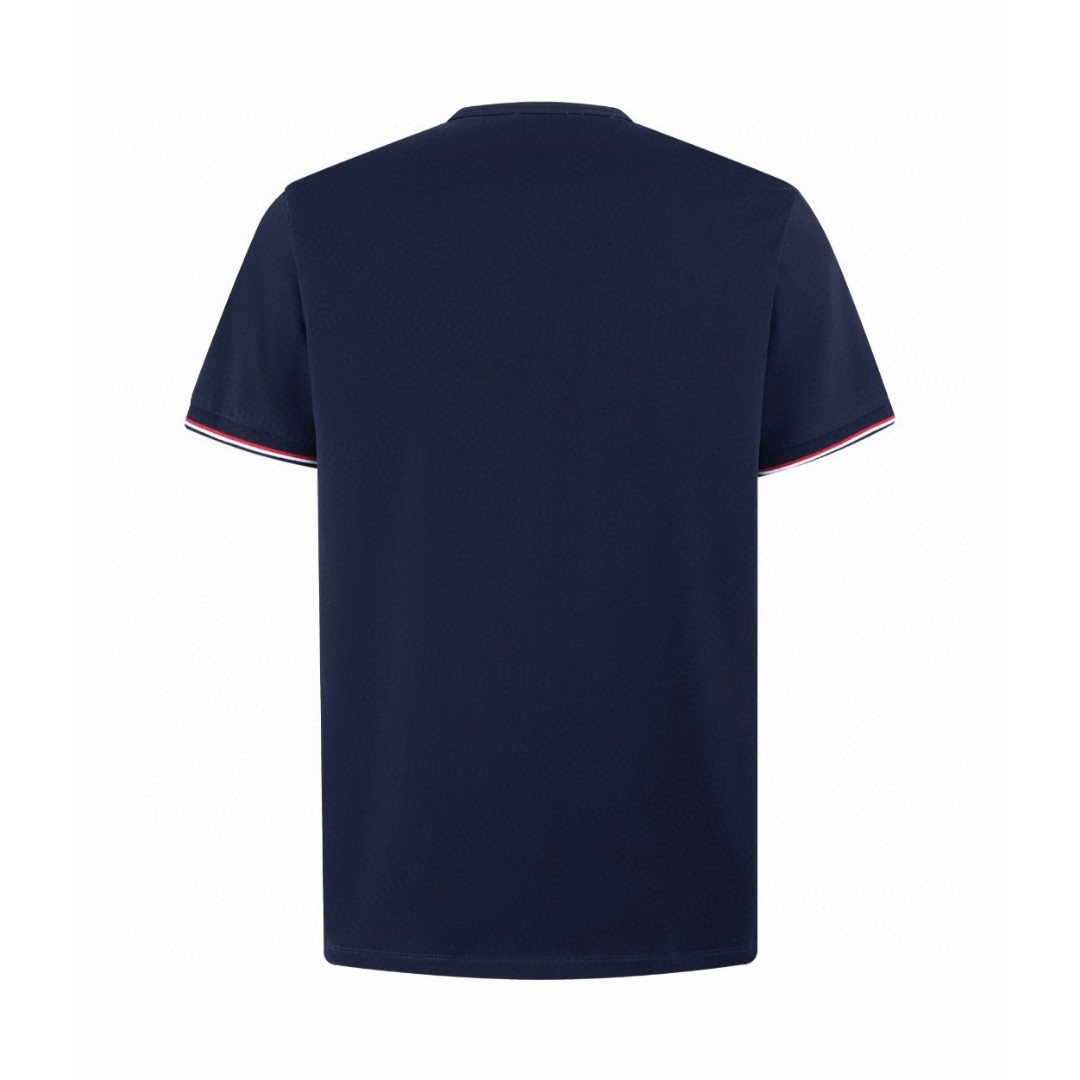Moncler 蒙口 徽标三色饰边圆领短袖 T恤 夏季 白色 黑色 蓝色 A0 H10918C7160087296004