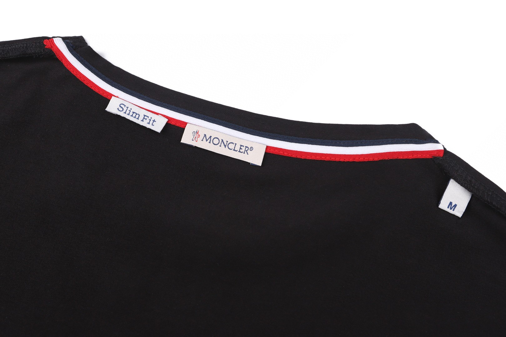 Moncler 蒙口 徽标三色饰边圆领短袖 T恤 夏季 白色 黑色 蓝色 A0 H10918C7160087296004