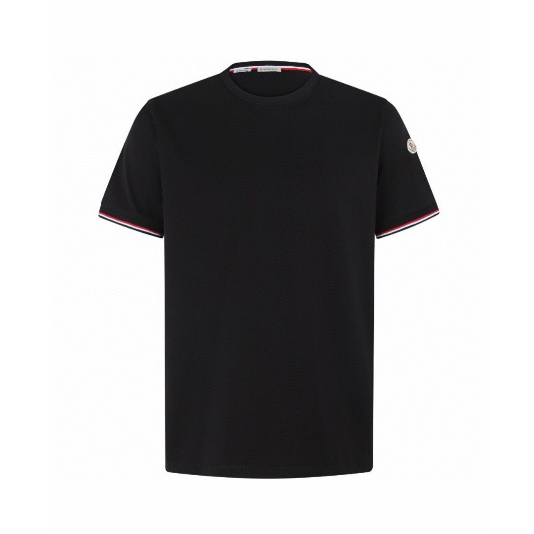 Moncler 蒙口 徽标三色饰边圆领短袖 T恤 夏季 白色 黑色 蓝色 A0 H10918C7160087296004
