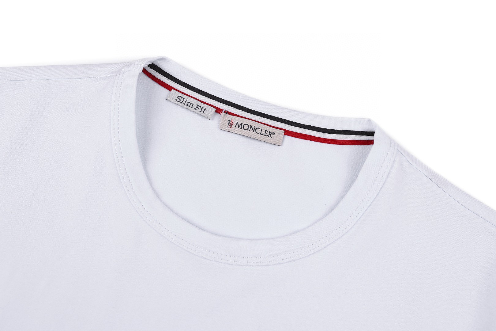 Moncler 蒙口 徽标三色饰边圆领短袖 T恤 夏季 白色 黑色 蓝色 A0 H10918C7160087296004