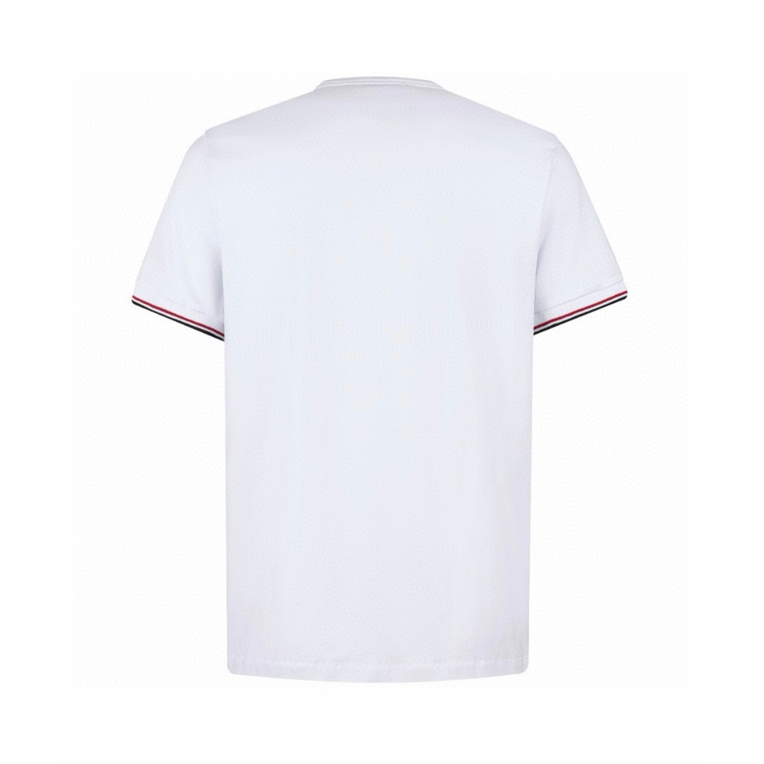 Moncler 蒙口 徽标三色饰边圆领短袖 T恤 夏季 白色 黑色 蓝色 A0 H10918C7160087296004