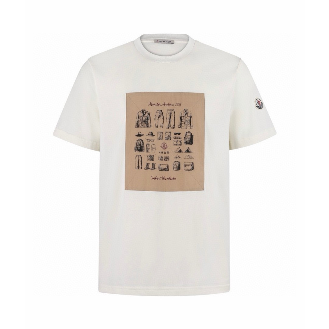 Moncler 蒙口 Safari Wardrobe印花圆领短袖 T恤 夏季 白色 A0 L10918C0004289B8U034